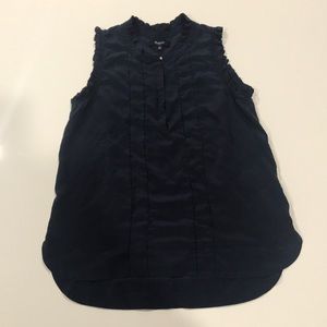 Madewell 100% Silk Navy Sleeveless Top